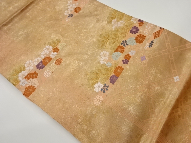 JAPANESE KIMONO / VINTAGE NAGOYA OBI / WOVEN PINE & FLOWRS